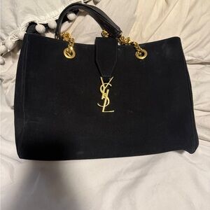Saint Laurent monogram YSL Cassandre suede handbag